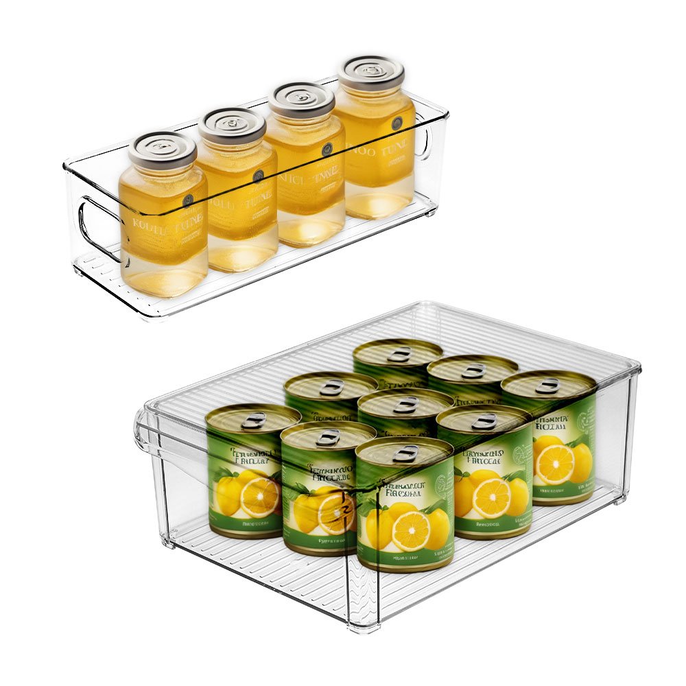 BPA-Free Plastic Pantry Storage Bins Set of 6 Fridge Food Container Stackable Refrigerator Organizer Bins with Lids for Food