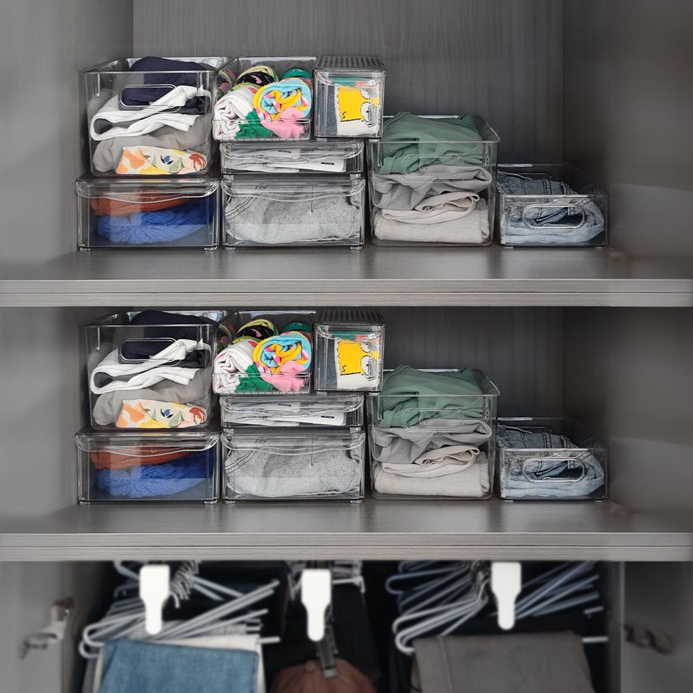 BPA-Free Plastic Pantry Storage Bins Set of 6 Fridge Food Container Stackable Refrigerator Organizer Bins with Lids for Food