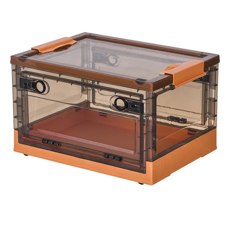 Multi-purpose Plastic Folding storage box With Cover Household Durable Clothing storage box Transparent storage box for Book/Toy