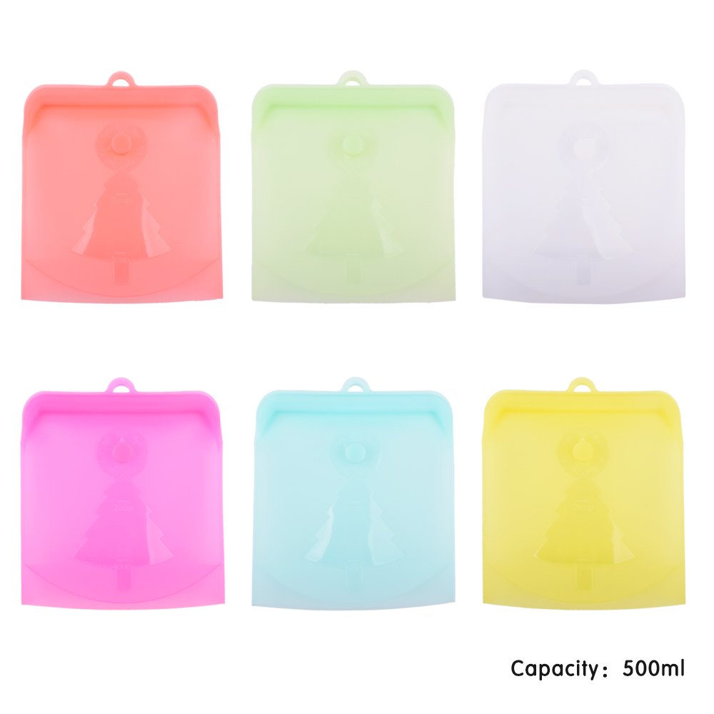 New Style Eco-friendly 500ml Fresh-keeping Silicone Food Storage Bag Silicone Reusable Food Storage Bag