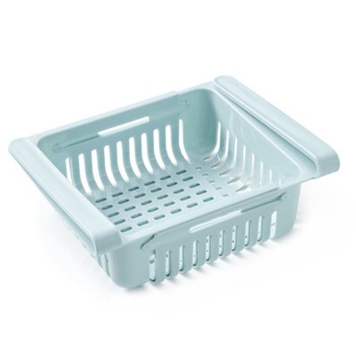 Plastic Retractable Kitchen Fruit Drink Vegetable Basket Rack Refrigerator Slide Basket Fresh Compartment Storage Box Foldable