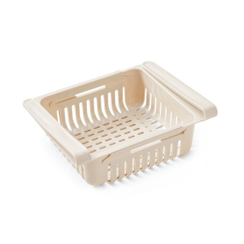 Plastic Retractable Kitchen Fruit Drink Vegetable Basket Rack Refrigerator Slide Basket Fresh Compartment Storage Box Foldable