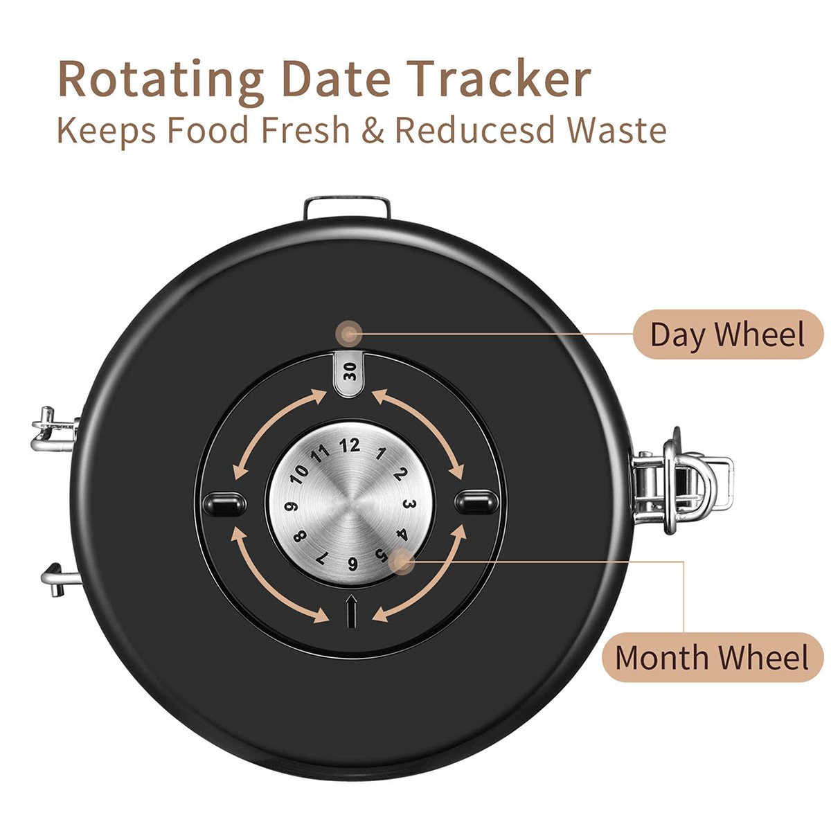 Custom Airtight Stainless Steel Kitchen Food Storage Container with Date Tracker for Beans Grounds Sugar Tea Flour Cereal