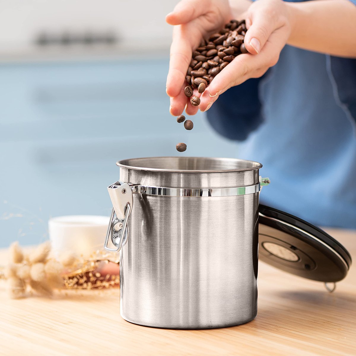 Custom Airtight Stainless Steel Kitchen Food Storage Container with Date Tracker for Beans Grounds Sugar Tea Flour Cereal