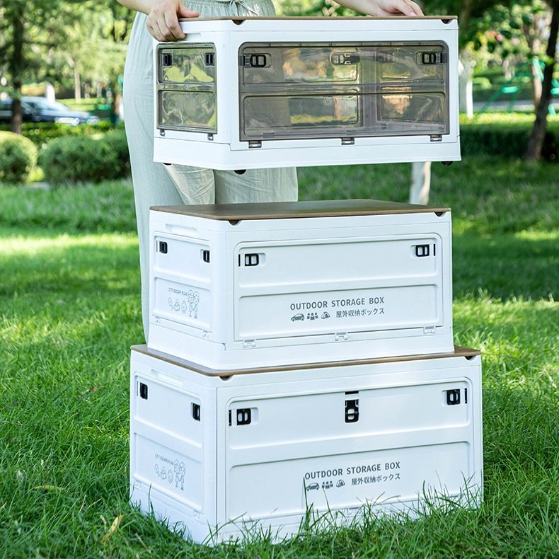 Foldable plastic storage box stackable storage box organizer camping picnic storage box