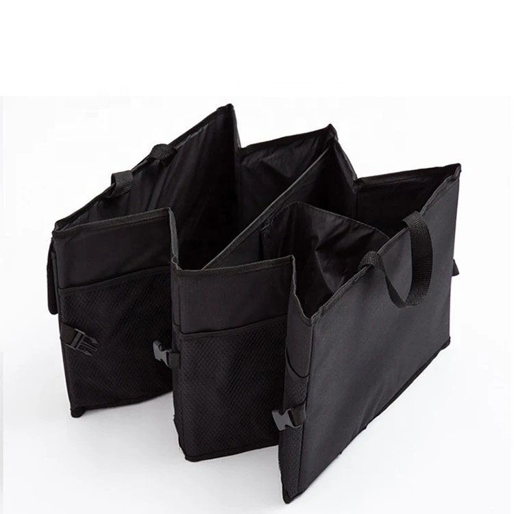 Universal Car Organizer Trunk Back Seat Storage Bag Mesh Net Pocket SUV Trunk Box Collapsible Auto Trucks Cargo Storage Box
