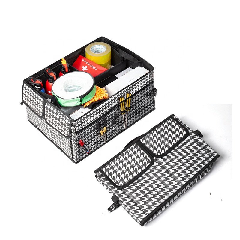 Universal Car Organizer Trunk Back Seat Storage Bag Mesh Net Pocket SUV Trunk Box Collapsible Auto Trucks Cargo Storage Box