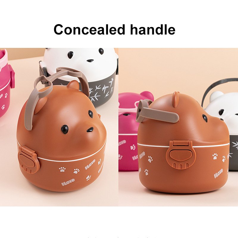 Kids Portable PP Plastic Microwavable Food Storage Container Box Creativity Kawaii Student School Bento Lunch Box With Cutlery