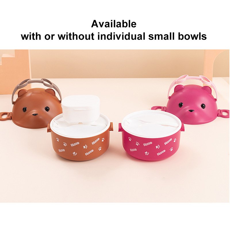 Kids Portable PP Plastic Microwavable Food Storage Container Box Creativity Kawaii Student School Bento Lunch Box With Cutlery