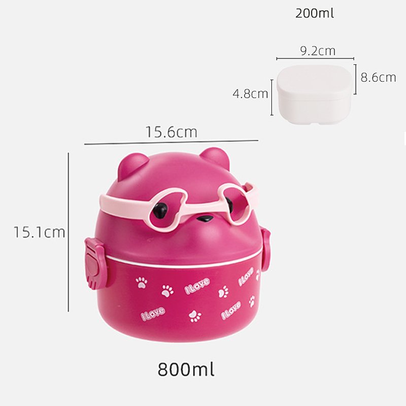 Kids Portable PP Plastic Microwavable Food Storage Container Box Creativity Kawaii Student School Bento Lunch Box With Cutlery