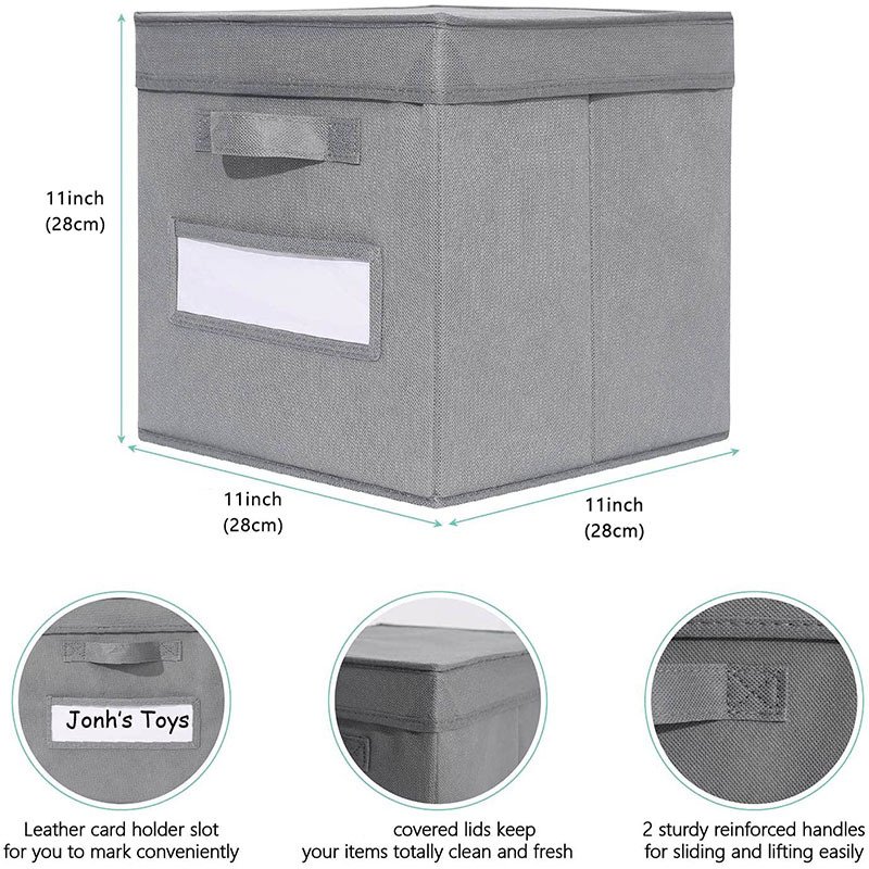 Foldable Fabric Storage Containers Bins Organization Cube Boxes Non-woven fabric Storage box with cover
