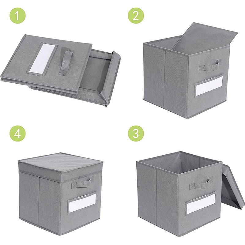 Foldable Fabric Storage Containers Bins Organization Cube Boxes Non-woven fabric Storage box with cover