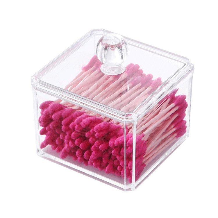Acrylic 3 Tier Cosmetic Make Up Organizer Case Clear Dresser Bathroom Storage Box Cotton Pad Q-tip Container Holder