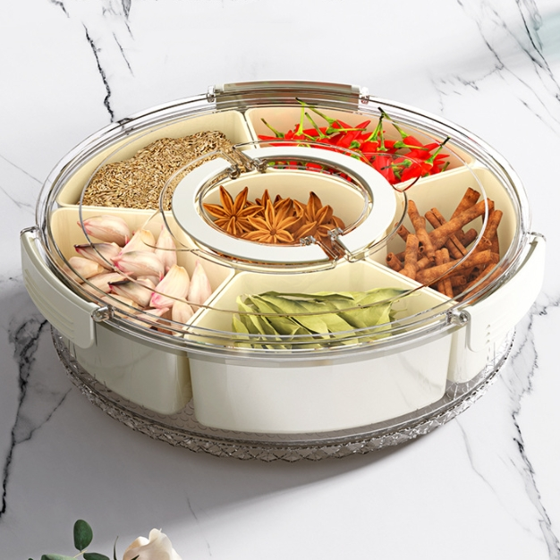 Wholesale Kitchen Spice Storage Box for Food Storage Handle Six-Compartment Sealed
