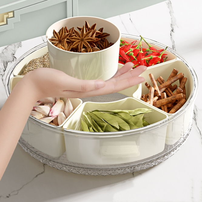 Wholesale Kitchen Spice Storage Box for Food Storage Handle Six-Compartment Sealed