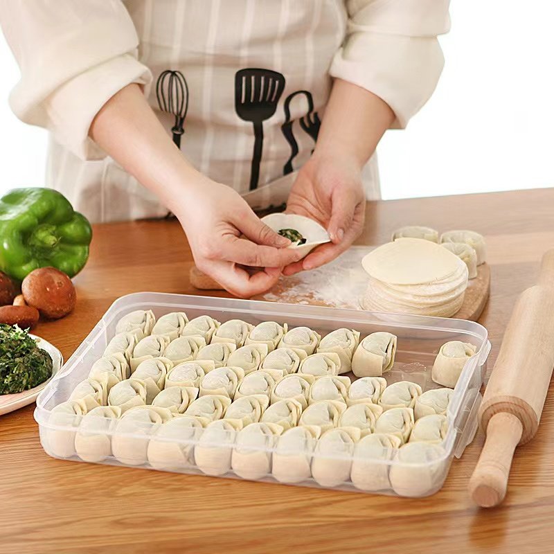 Storage freezer box plastic food grade dumplings box sealed portable