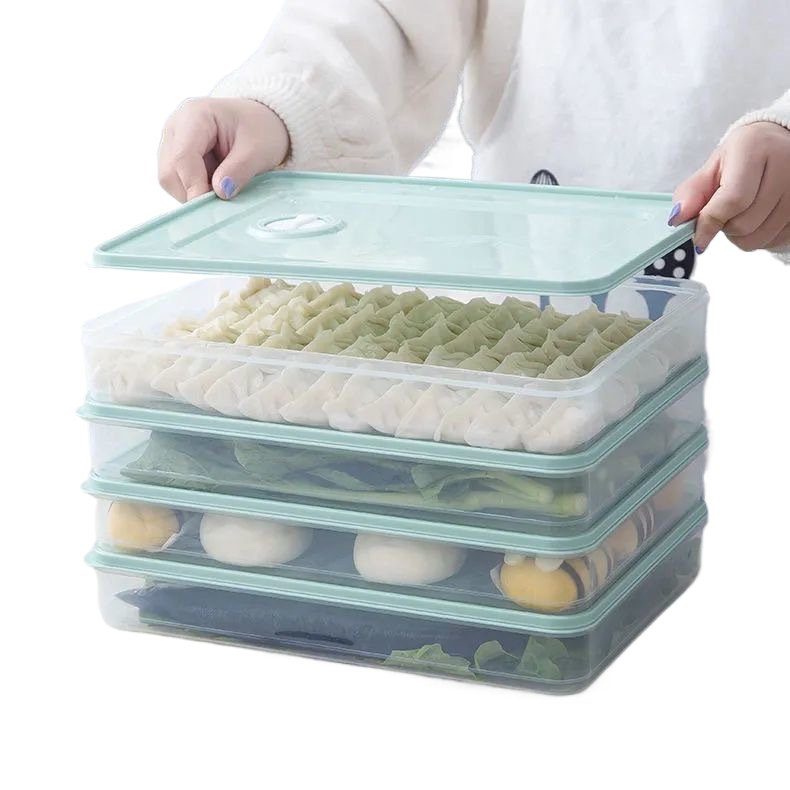 Storage freezer box plastic food grade dumplings box sealed portable