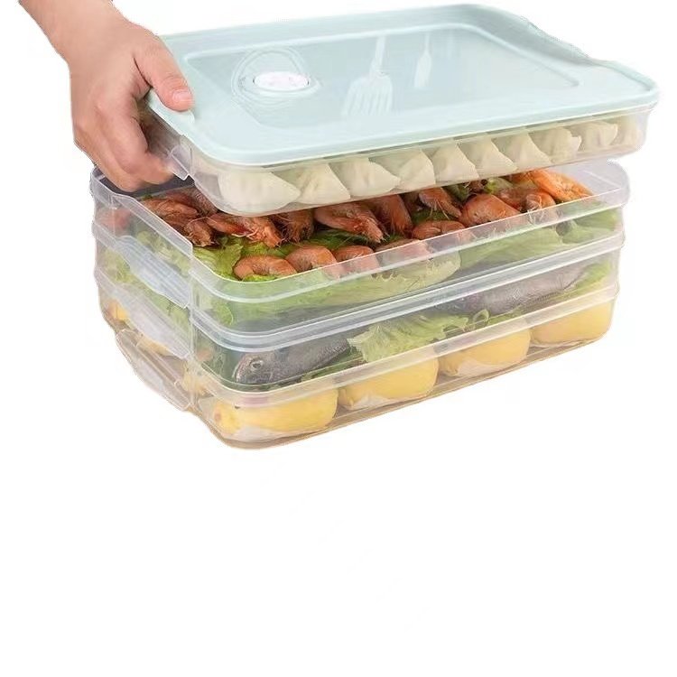 Storage freezer box plastic food grade dumplings box sealed portable