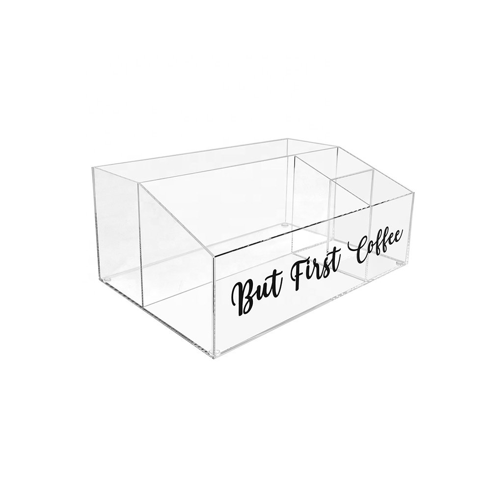 Custom Coffee Shop Supplies Dispenser Stand Rack Acrylic Coffee Pod Paper Cup Storage Box Holder Coffee Pod Organizer