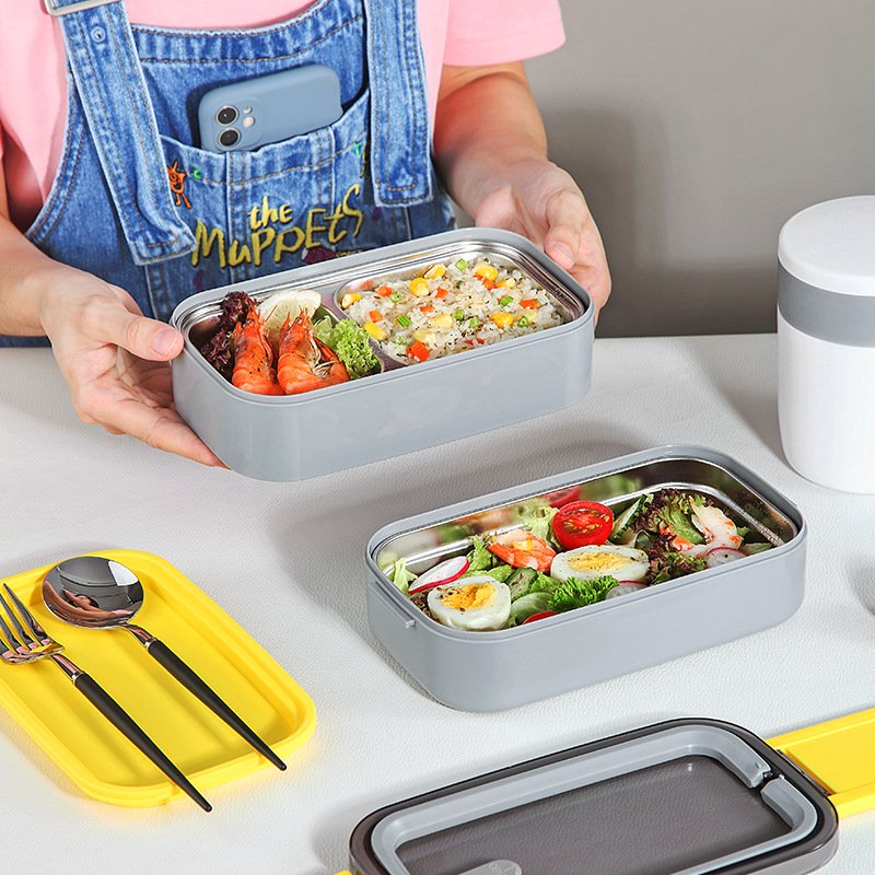 Kids Portable Stainless Steel Plastic Bento lunch box 3 compartment food container tiffin box