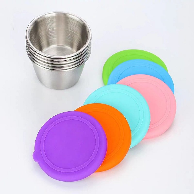 New Arrivals Round 50ml Stainless Steel Sauce lunch Box Food Storage Container with Silicone Lid