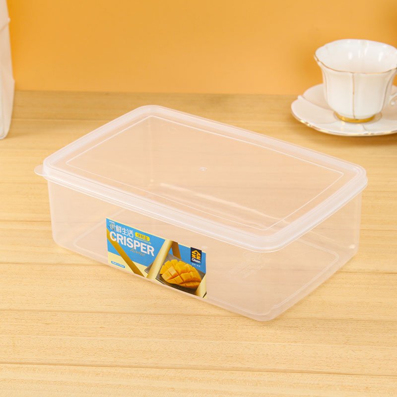 Stackable rectangular shape attached lid clear plastic box set