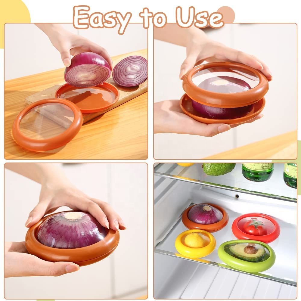Avocado Onion Lemon Tomato Reusable Fresh Stretch Pod Saver and Storage Keep Stretch Storage Containers Food Storage Box