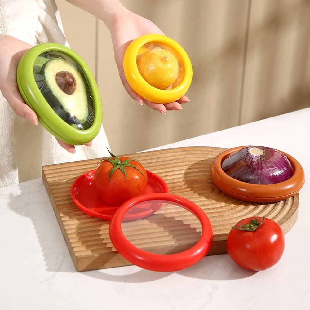 Avocado Onion Lemon Tomato Reusable Fresh Stretch Pod Saver and Storage Keep Stretch Storage Containers Food Storage Box