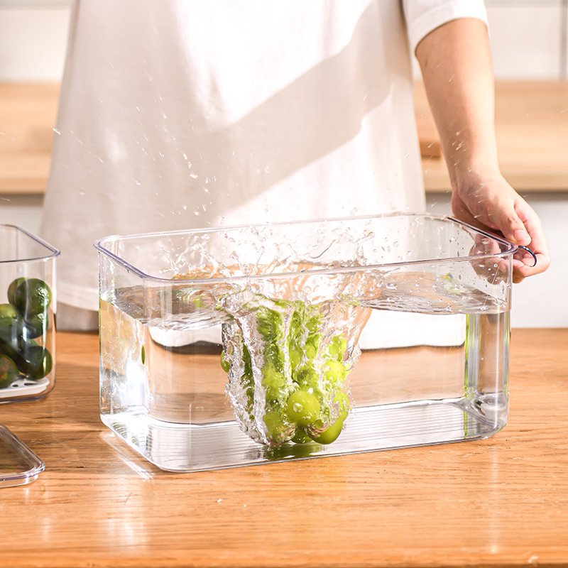 Kitchen Fridge Clear PET Food Fruits Vegetable Plastic Storage Bin Freezer Refrigerator Container Storage Boxes with Lid