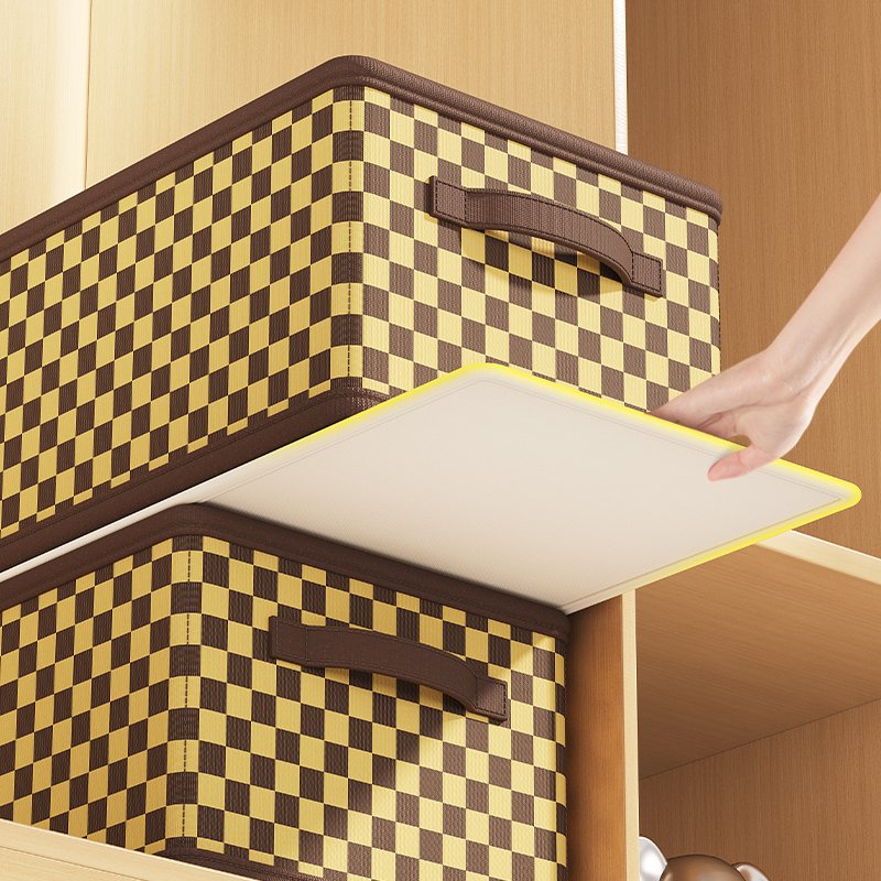 Checkerboard Pattern High Quality Fabric Storage Box Collapsible Clothing Underwear Socks Toys Closet Organizer