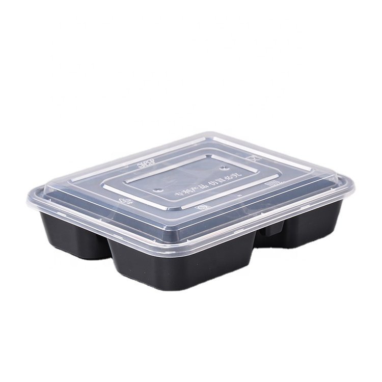 Disposable Microwavable Plastic biodegradable takeaway Fast Food 4 compartment food packaging lunch box with lid
