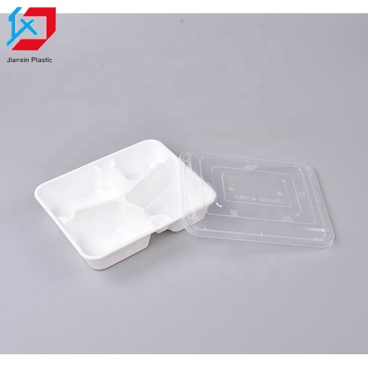 Disposable Microwavable Plastic biodegradable takeaway Fast Food 4 compartment food packaging lunch box with lid