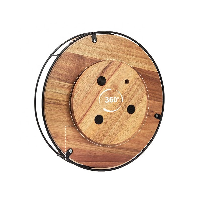 Acacia Wood Lazy Susan Organizer Round Food Storage Tray Kitchen Rotatable Storage Rack Desk Cabinet Rotating Tray
