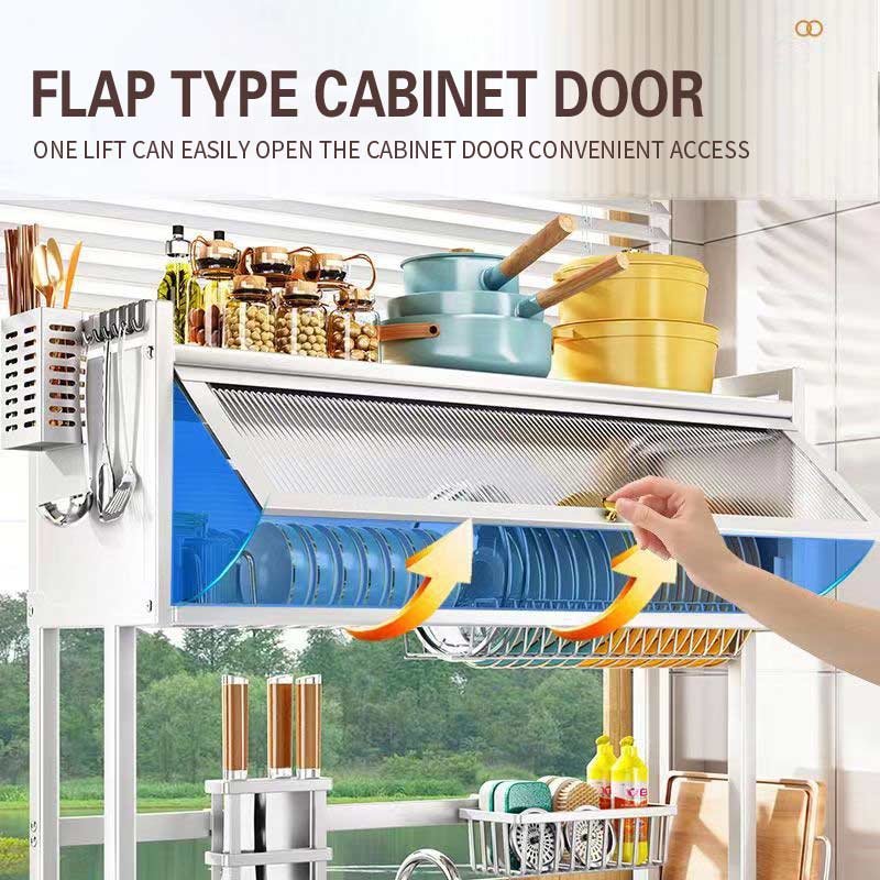 Metal Kitchen Sink Storage Bowl Cabinet Rack Countertop Dish Storage Cabinet Carbon Steel Kitchen Racks