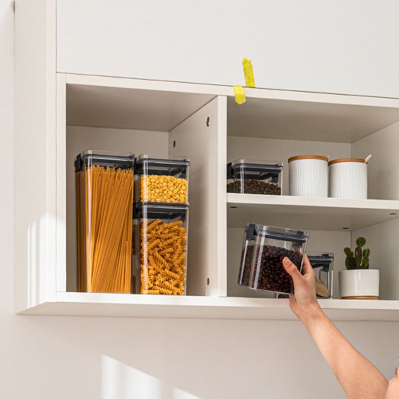5 Size Modern Plastic Upright bins transparent food storage & containers for kitchen accessories with Silicone Sealed Ring