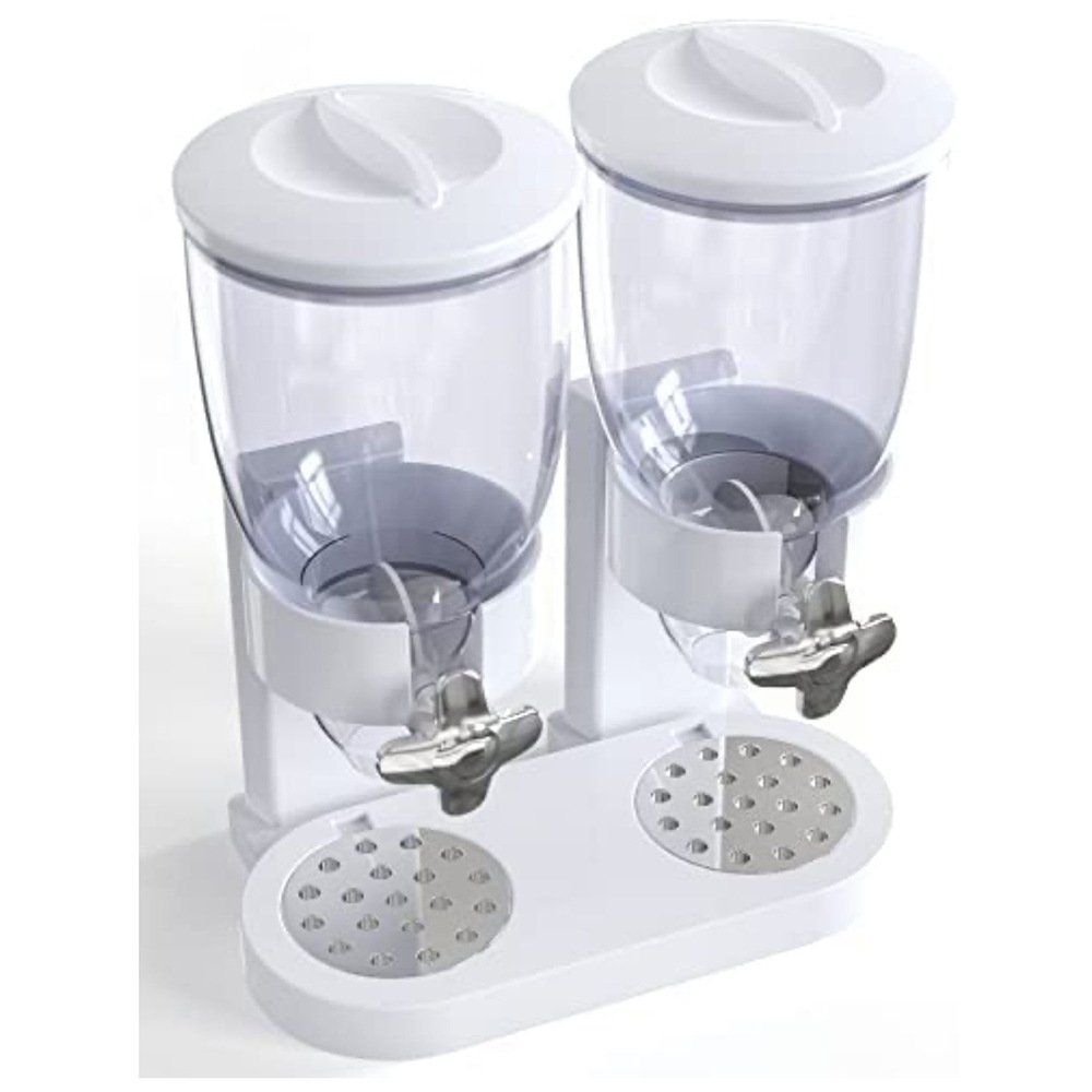 Double Barrel Cereal Dispenser Mixed Grain Cereal Dispenser Kitchen Oat Storage Jar dry food Cereal Dispenser