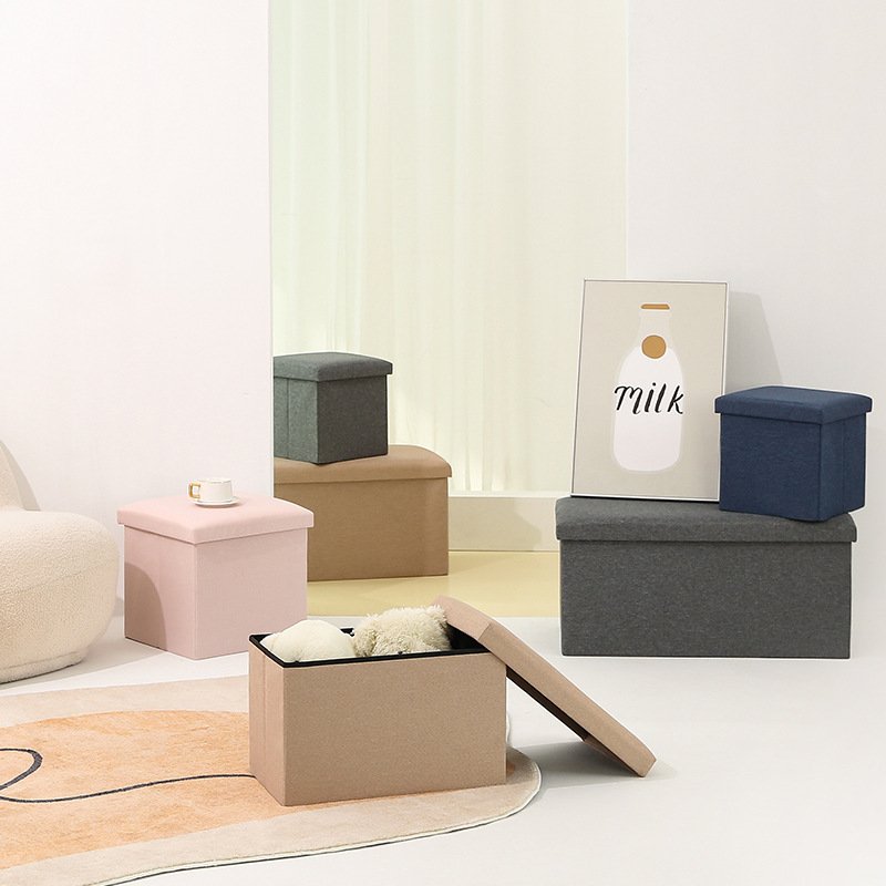 Ottoman 76 * 38 * 38 cm Foldable Storage Boxes Seat Foot Stool Storage Box with Lids for Kids Toys Bedroom, Hallway, Living Room