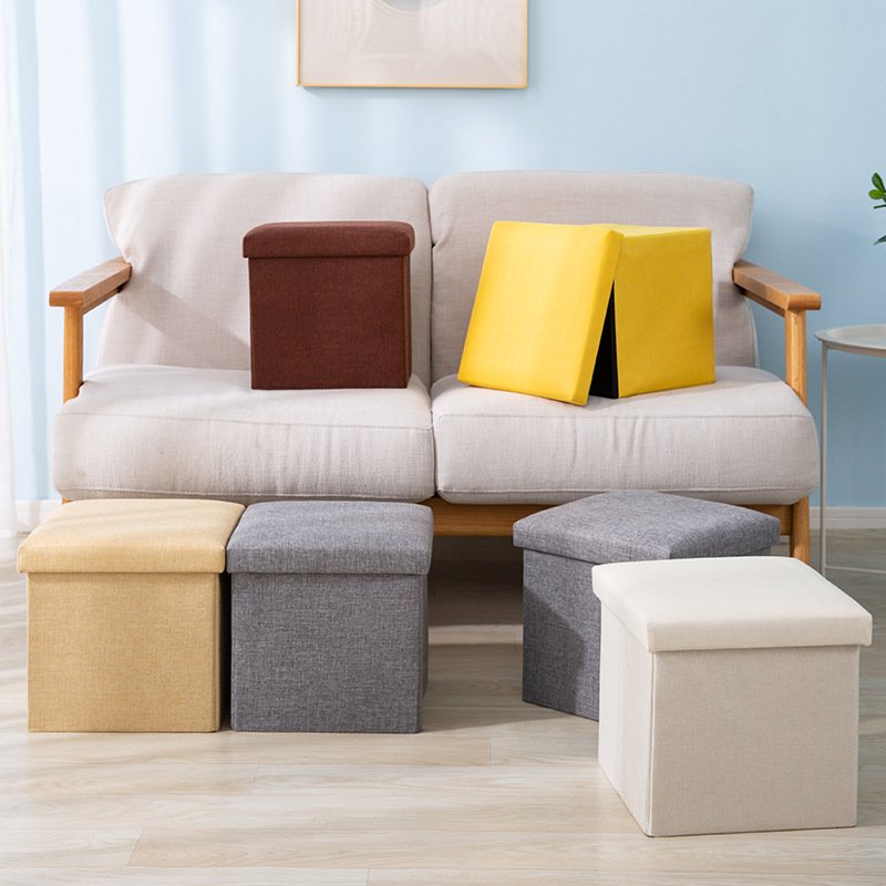 Ottoman 76 * 38 * 38 cm Foldable Storage Boxes Seat Foot Stool Storage Box with Lids for Kids Toys Bedroom, Hallway, Living Room