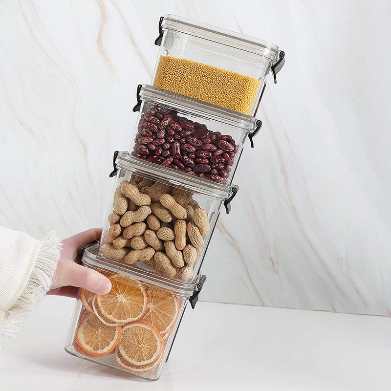 Food Storage Bottles Plastic Clear Dry Food Container With Lids