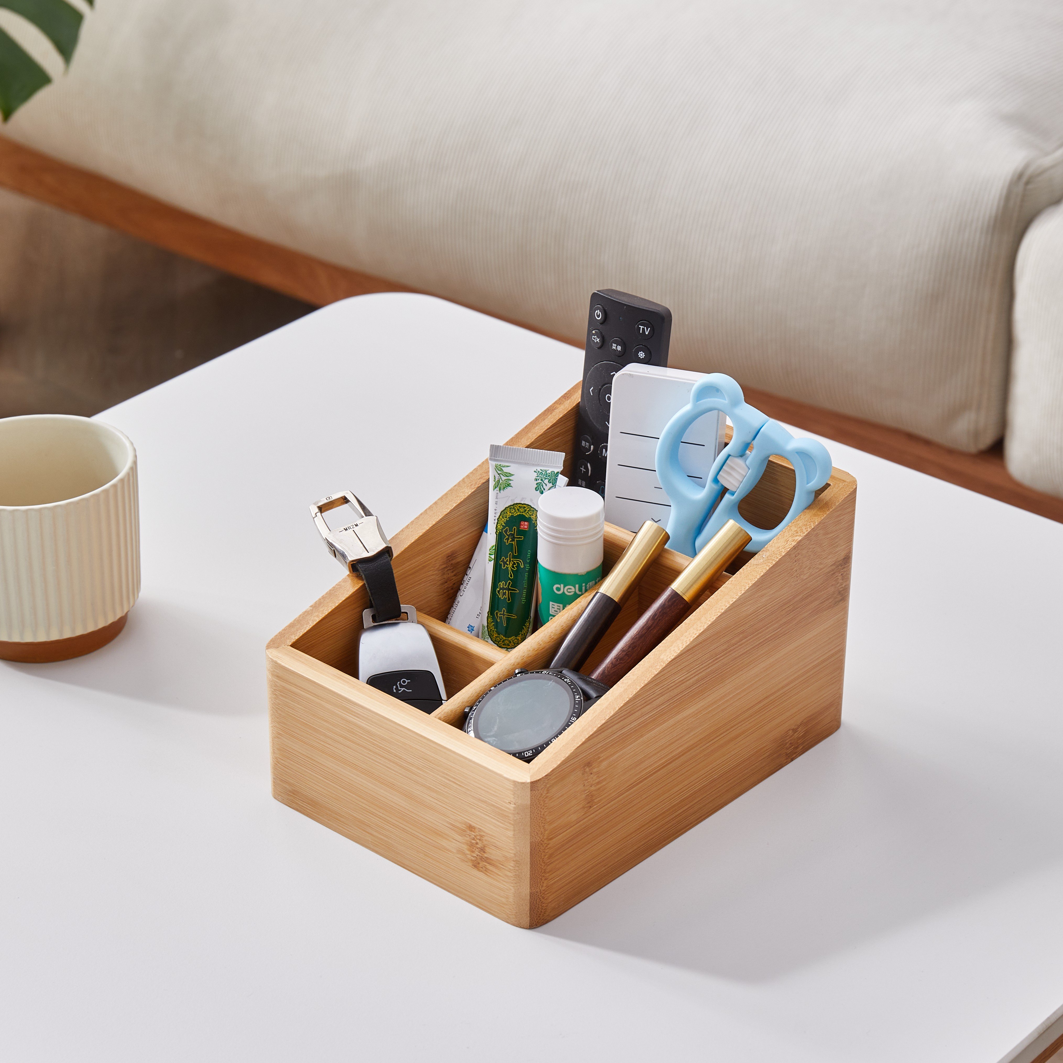 2024 Customize TV cabinet kitchen partition desk cosmetic organizer bamboo storage box