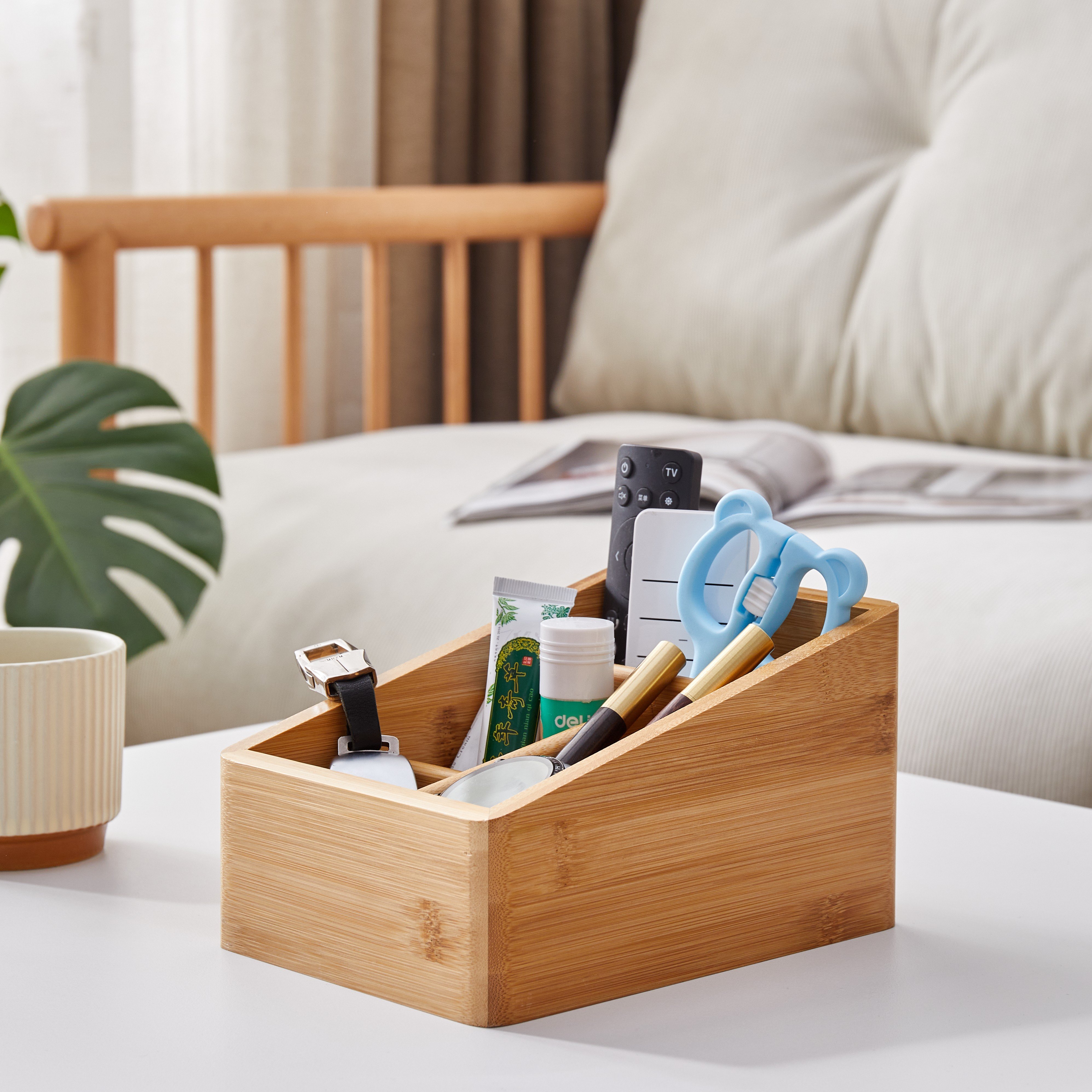 2024 Customize TV cabinet kitchen partition desk cosmetic organizer bamboo storage box