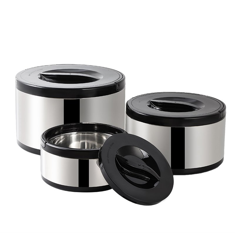 3 pcs Stainless steel heat preservation pot double layer thermal cooker luxury food warmer pot set food storage and container
