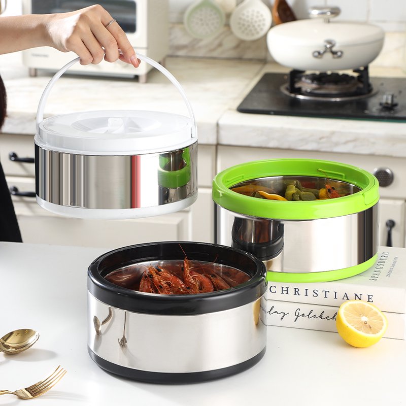 3 pcs Stainless steel heat preservation pot double layer thermal cooker luxury food warmer pot set food storage and container