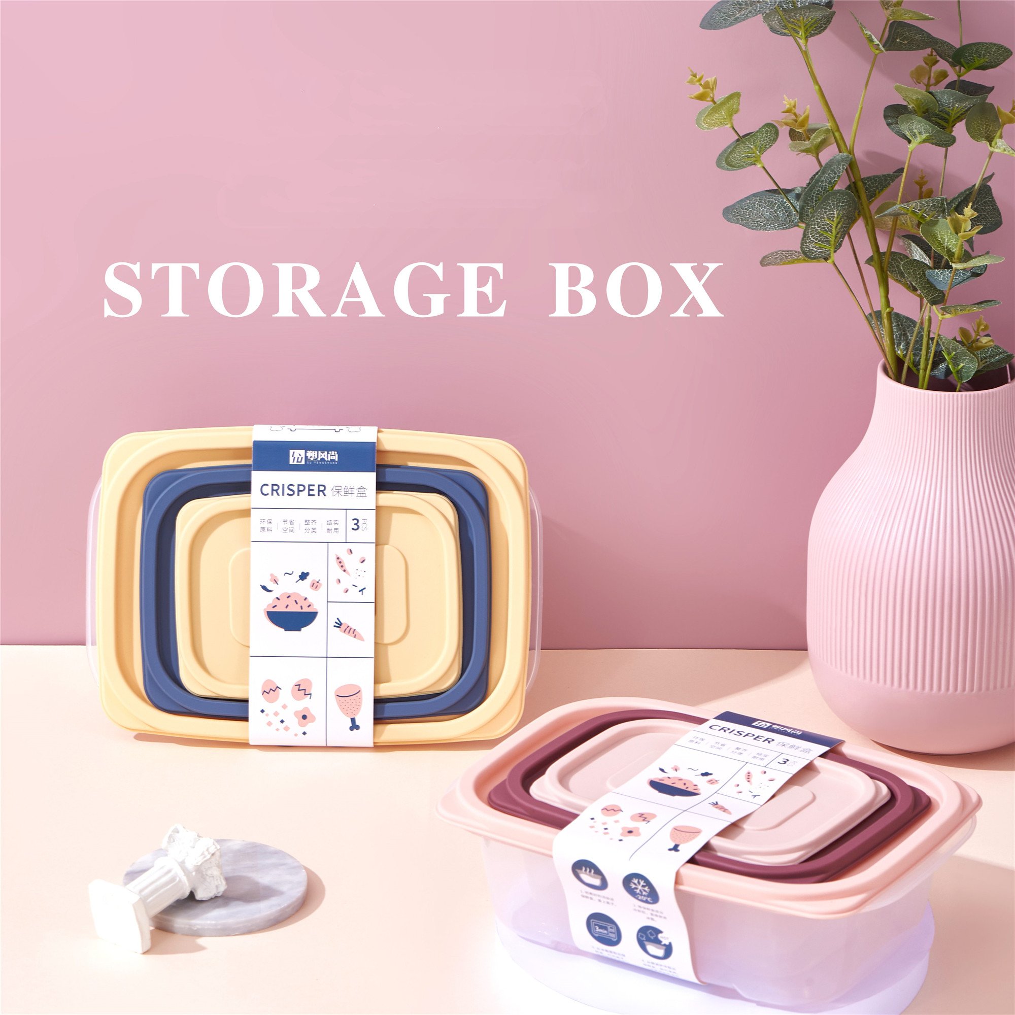 BPA Free Mini Plastic Storage Container Set Heat Resistant Food Container with Lid Kitchen Party Boxed Refrigerator Accessory