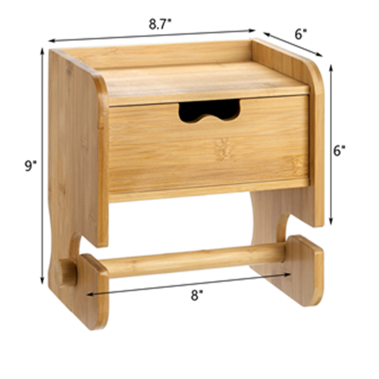 Bamboo Wall-Mounted Toilet Tissue Storage Rack Plastic Office Organizer and Dispenser for Paper Towels Food-Use Storage Box