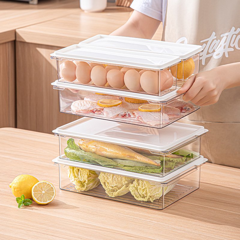 Food-Grade Reusable Plastic Frozen Food Containers Refrigerator Storage Box Fridge Vegetable Meat Organizer For Kitchen