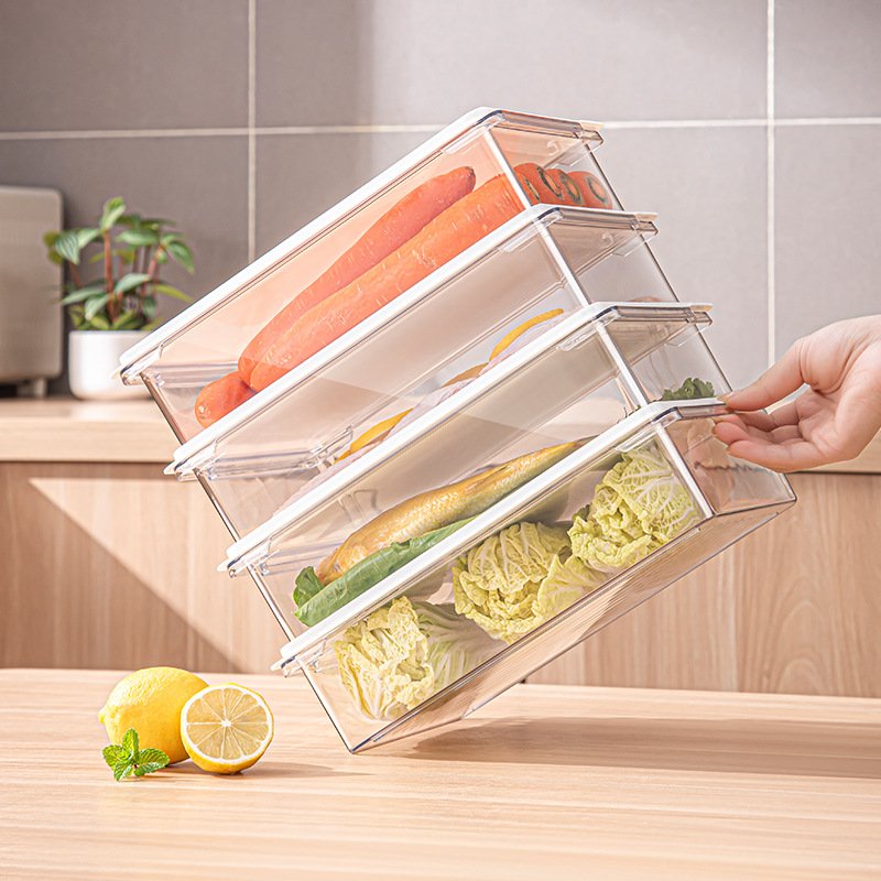 Food-Grade Reusable Plastic Frozen Food Containers Refrigerator Storage Box Fridge Vegetable Meat Organizer For Kitchen