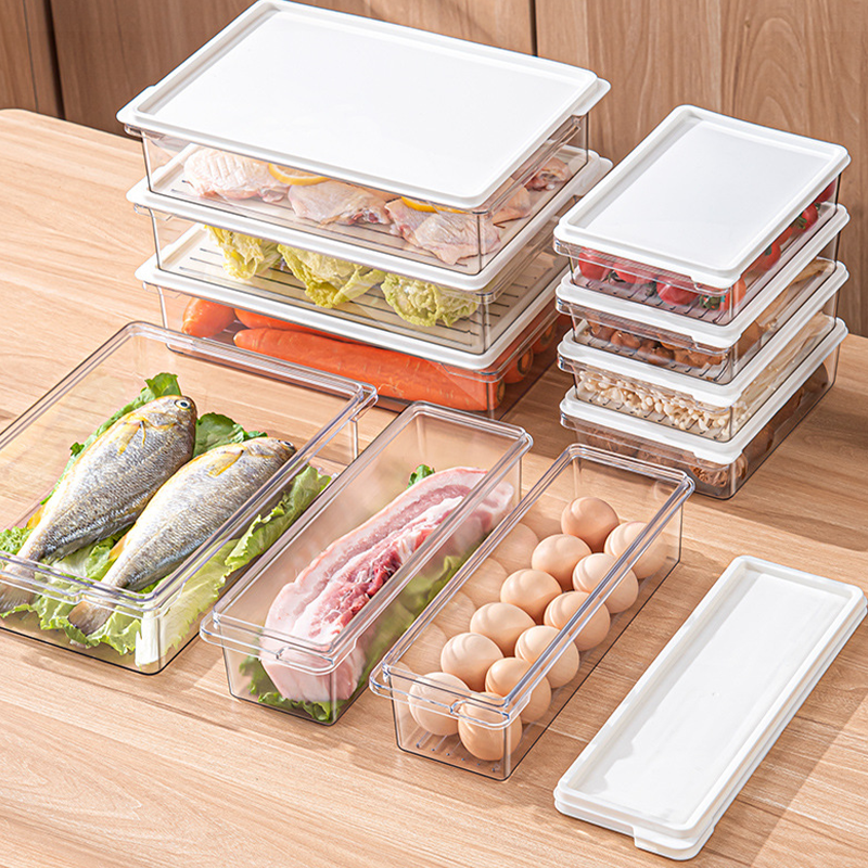 Food-Grade Reusable Plastic Frozen Food Containers Refrigerator Storage Box Fridge Vegetable Meat Organizer For Kitchen