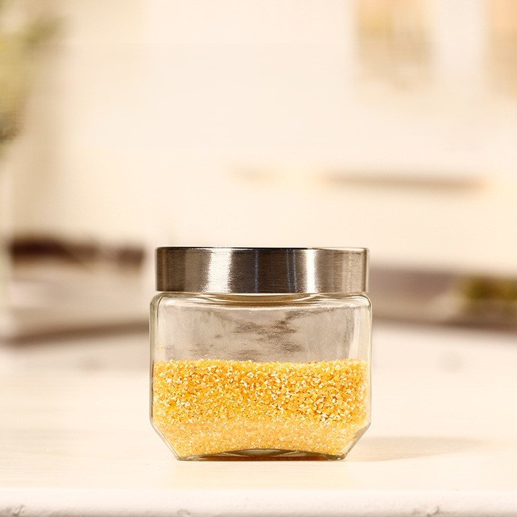Big Sealed Cans Sugar Glass Container Kitchen Large Storage Snack Canister With Stainless Steel/Iron Lid