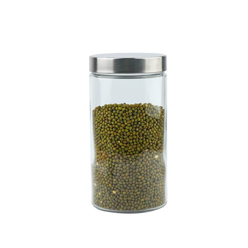 Big Sealed Cans Sugar Glass Container Kitchen Large Storage Snack Canister With Stainless Steel/Iron Lid
